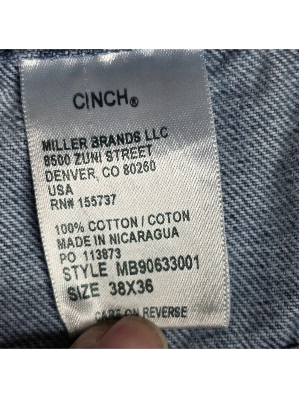 Cinch Black Label Mens Jeans Sz 38x36